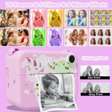Instant Print Camera (With 3 Rolls Of Photo Paper), Portable Office File Camera, Photo Printer, USB Rechargeable, Great Tool For Developing Interest And Creativity, Ideal Christmas, Birthday Gift - Multicolor - View 4