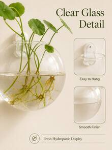 1Pc/2Pcs/4Pcs Semi‑Circular Wall‑Mount Glass Vase, Ins‑Style Hanging Water Plant Planter, Must‑Have Eye‑Catching Wall Ornament For Home Office Wall Decor - Multiple Styles - View 7