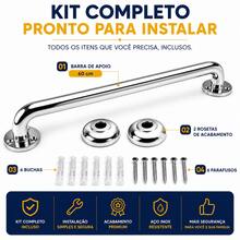 Barra de Apoio Banheiro Aço Inox 60cm com Kit Instalação Fixação - A - Visão 4