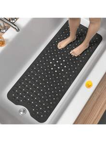 1pc Extra Long Non-Slip Bathtub Mat With Drainage Holes And Suction Cups, Soft Foot Feel, Machine Washable, Bathroom Shower Mat, Suitable For Home, Hotel And Car Travel, Multiple Colors Available - Multicolor - View 14