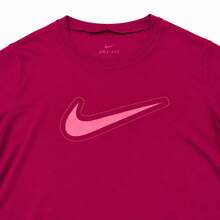 Nike Dri-FIT Large Swoosh Two-Piece Look Short-Sleeve T-Shirt, Magenta And Light Red, Unisex - Hot Pink - View 3