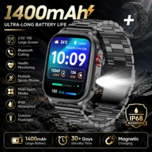 GAWSUG 1400mAh Smart Watch 2.01" HD Screen Bluetooth Call Outdoor Flashlight Rugged Fitness Tracker IP68 Waterproof Gift Men Women - View 1