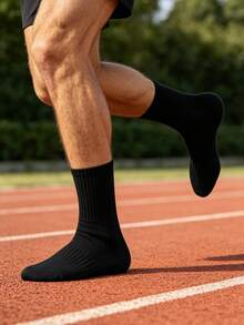 1/5/10/20 Pairs Men's Thick Comfortable Sports Socks, Ribbed Cushioned Mid-Calf Socks, Heavy-Duty Workout Fitness Training Athletic Socks, Suitable For Daily Wear - Multicolor - View 11