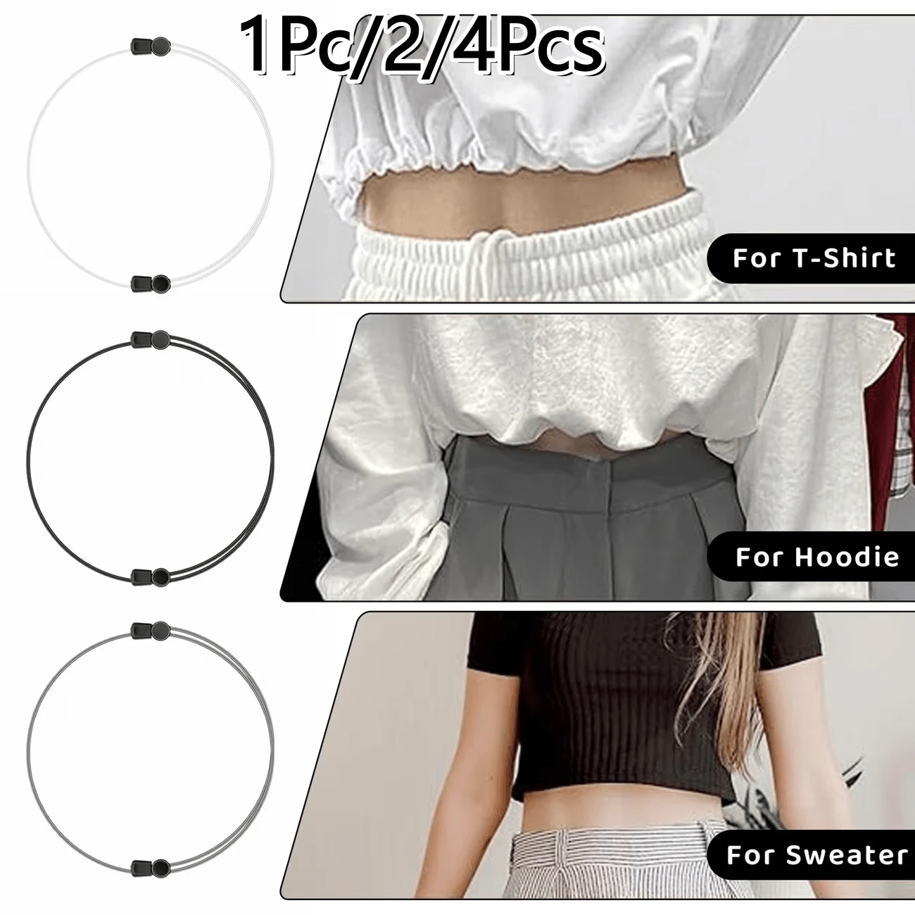 1Pc/2/4Pcs Adjustable Drawstring Waist Clip, Invisible Hem Tightener, Sweatshirt Shortener, Hoodie And Sweatshirt Waistband