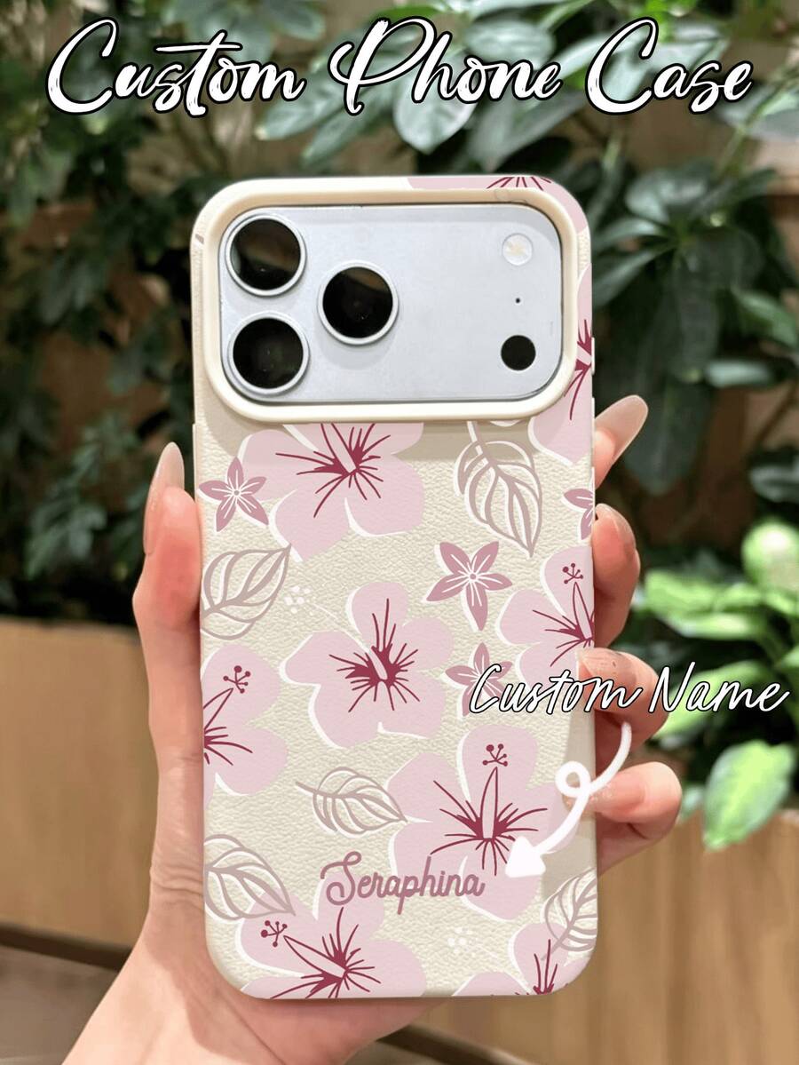 可客製化文字花卉 TPU 手機殼,柔粉色花卉全包防摔軟殼個性化保護殼,適用於 Apple 18/18 Pro/18 Pro Max、17/17 Pro/17 Pro Max、16 Pro/16 Pro Max/16 Plus、Apple 17 Pro Max 手機殼、Apple 16 手機殼、Apple 13 手機殼、Apple 手機殼-客製化禮品風格,情人節禮物 - 白色 - 查看 1
