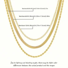 3pcs Set Vintage Metal Choker Necklace, 304 Stainless Steel, 18K Gold Plated, Hypoallergenic, Minimalist European And American Style, Elegant Necklace For Commuting, Dating, Party, Layering, Refine Neckline, Fashion Jewelry - 3-piece Necklace - View 3