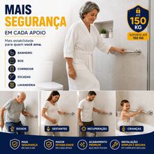 Barra de Apoio Banheiro Aço Inox 60cm com Kit Instalação Fixação - A - Visão 2