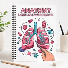 Human Anatomy Labeling Practice Spiral Notebook, Colorful Respiratory System Lung Hand-Drawn Illustration Cover, Human Organ Fill-In Practice Manual, Can Hand-Draw And Label Human Anatomy Structures, Suitable For Medical Students And Biology Learners To Consolidate Human Body Knowledge, Black Spiral Binding For Easy Flat Writing, Fun Human Biology Learning Material, Classroom Self-Study Auxiliary Workbook, Medical Introductory Cognitive Tool Book, Student Biology Popular Science Learning Notebook, Human Structure Identification Training Picture Book - Style 1 - View 3