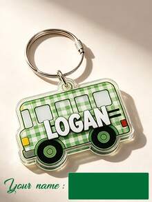 3D Acrylic Keychain Back To School Gift Boys Custom Name Truck Backpack Tag Personalized Vehicle Charm Kids Bag Accessory - Multicolor - View 15