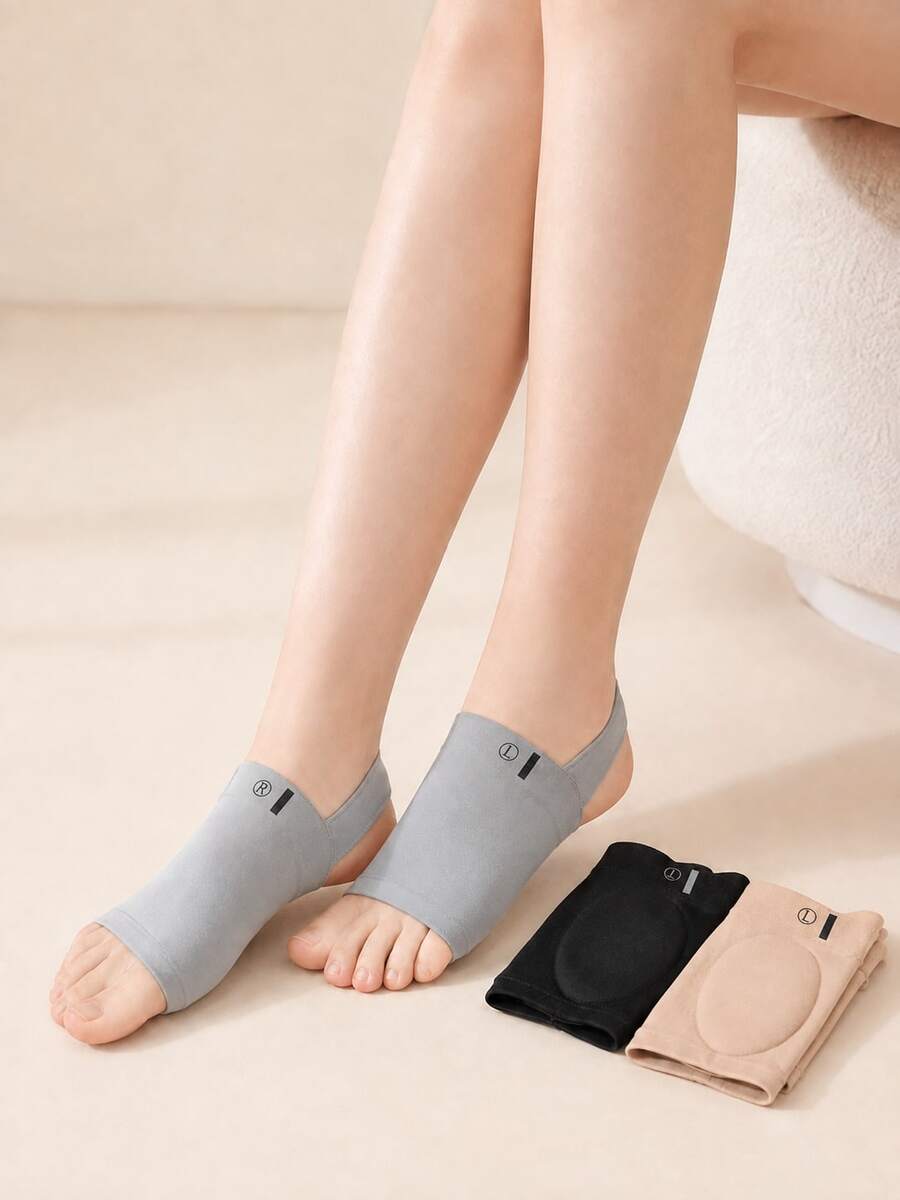 1 par de almohadillas de soporte de arco para pies con vendaje, calcetines de arco - sin apretar, sin deslizarse, alta elasticidad y transpirabilidad; vendaje de soporte para pies; con almohadilla de gel - equipo protector duradero y transpirable; proporciona soporte para deportes; banda de soporte para pies cómoda y ajustada; unisex, para todas las estaciones