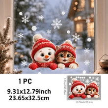 SUPSTICKER 聖誕靜電貼窗貼，聖誕老人馴鹿雪人玻璃貼紙，可重複使用免膠裝飾，4款，23.65x32.5cm - 聖誕 - 查看 12