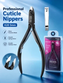 1pc Professional K20 5mm Stainless Steel Cuticle Nipper, Sharp Precise Oblique Blade Nail Cuticle Trimmer, Ergonomic Non-Slip Manicure Pedicure Tool, Smooth Spring-Loaded Cuticle And Ingrown Nail Clipper - Multicolor - View 10