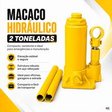 Macaco Hidráulico Garrafa 2T em Aço Reforçado com Elevação de 150 a 285 mm para Veículos - Amarelo - Visão 2