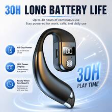 Wireless Single-Ear Hook Headset, 30-Hour Long Battery Life, LED Power Display, 180° Rotatable Hands-Free Microphone, Suitable For Driving, Office, Work, Travel, Universal For Left And Right Ears, 180mAh Battery - View 5