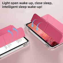 DANYCASE 透明后盖保护套，带折叠支架，适用于 iPad A16 2025 Air 11 13 M2 M3 Air 第四代 Air 第五代 第十代 10.9 英寸、Pro 11 英寸、Pro 12.9 英寸 - 西瓜紅 - 查看 3