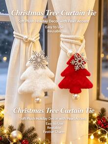 Christmas Tree Snowflake Curtain Tieback, Easy To Store Curtain Tie, Suitable For Sheer Curtain Fabric Curtain Decoration And Holiday Atmosphere Decoration, Christmas Gift - Multicolor - View 4
