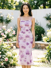 Women Midi Dresses - Mauve - View 5