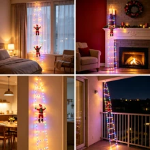 1pc USB Powered Christmas Decorative Ladder Light String, Climbing Ladder Glowing Santa Claus, 8 Color Light Modes, Suitable For Home, Garden, Christmas Tree And Other Scenes, Showcasing Holiday Charm - USB - View 10