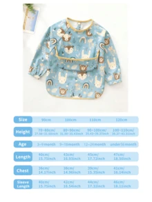 Animal Pattern Baby Long Sleeve Bib - Multicolor - View 10