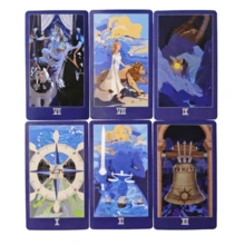 Art Mystical Tarot Deck, 78‑Cards Blue Ocean Ship Theme Tarot Cards Set, Divination Fortune‑Telling Card Game For Beginners & Collectors - Multicolor - View 3