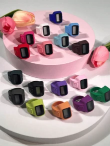 Colorful Finger Ring Thumb Counter With Electronic Digital Display, Sensitive Button One-Click Reset, Ring-Style Wearable Design, For Buddhist Prayer, Chanting, Worship Counting, Venue Crowd Counting, Button Battery Powered, Compact And Lightweight Portable Counting Tool - Multicolor - View 10