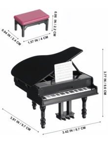 1:12 Scale Mini Piano Ornament, Grand Piano And Upright Piano With Piano Stool And Sheet Music, Dollhouse Furniture Accessories, Christmas Tabletop Decor, Music Lover Photography Prop Gift - Miniature Ornament - View 14