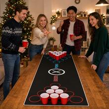 Christmas Party Beer Pong Game Table Mat, Beer Pong Cup Game Mat - Multicolor - View 2