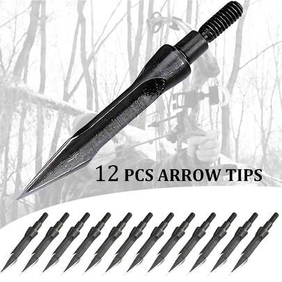 12Pcs Traditional Archery Broadheads 125 Grain - Heat-Treated Arrow Tips For Compound, Recurve Bow & Crossbow For Hunting & Target Practice With Broadhead Storage Case