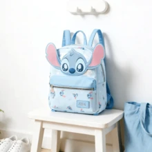 Miniso Cute Lilo & Stitch 3D Ear Mini Backpack, Light Blue Cartoon Print Small Backpack, Casual Daily Travel Shoulder Bag - A - View 7