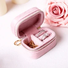 1pc Portable Velvet Mini Jewelry Box, Zippered Small Jewelry Storage Case For Travel, Rings, Earrings, Necklaces, Multi-Color Options, Say Goodbye To Jewelry Clutter And Loss, Give Delicate Jewelry Thoughtful Care; Compact Luxury Appearance Enhances Life Ritual, Home Storage Neat And Comfortable, Travel With Peace Of Mind - Multicolor - View 13
