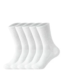 1/5/10/20 Pairs Men's Thick Comfortable Sports Socks, Ribbed Cushioned Mid-Calf Socks, Heavy-Duty Workout Fitness Training Athletic Socks, Suitable For Daily Wear - Multicolor - View 28
