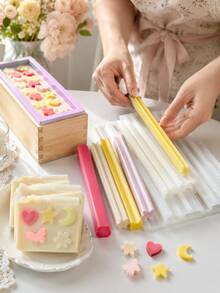 Multi-Shape Long Strip Insertable Silicone Molds, Heart Moon Star Butterfly Shapes, For Soap Inlay Fillers, Epoxy Resin Crafts - Mold - View 1