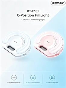 REMAX Portable Clip-On Phone Ring Light, 3 Colors 9 Levels Dimmable, Long Battery Life, Ideal For Selfies, Live Streaming, Travel, And Short Video Shooting - Multicolor - View 2
