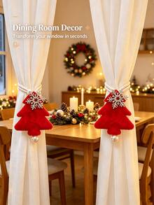 Christmas Tree Snowflake Curtain Tieback, Easy To Store Curtain Tie, Suitable For Sheer Curtain Fabric Curtain Decoration And Holiday Atmosphere Decoration, Christmas Gift - Multicolor - View 3