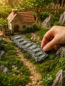 1 buah Miniatur Jalan Setapak/Jalan Setapak Batu, Model Arsitektur Lanskap Mikro Luar Ruangan untuk Kotak Pasir, Model Rumah Bangunan Jalan Setapak Batu, Aksesori Rumah Boneka Dekoratif - A - View 2