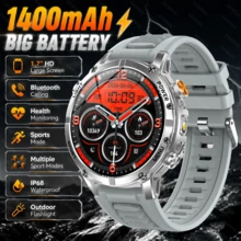 GAWSUG Rugged Smartwatch 1.7" HD 1400mAh Battery LED Flashlight Bluetooth Call Health Monitor IP68 Tactical Watch For Men Women - View 14