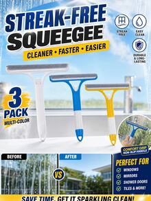 3-In-1 Multi-Function Glass Cleaning Set, Includes Spray Bottle, Squeegee, Brush And Sponge, Suitable For Cleaning Bathroom Mirrors, Windows And Car Windows, Suitable For Home, Bathroom And Kitchen Glass Cleaning - Multicolor - View 11