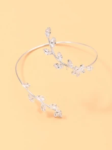 1pc Floral Arm Cuff Bracelet, Versatile Flower Bangle, Fashionable Evening Party Accessory - Flower - View 3