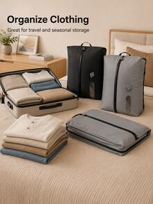 Business Trip Travel Clothing Vacuum Compression Storage Bags, Space-Saving Suitcase Organizer, Reusable Zipper Vacuum Storage Bags, Perfect For Use With Suitcases And Backpacks - Multicolor - View 5