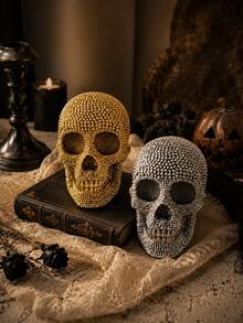 1 Skull Resin Statue Head Sculpture Skull Collectible Statue Halloween Decoration - Multicolor - View 1
