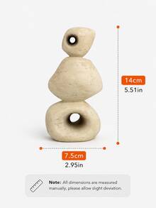 1pc Abstract Stacked Stone Sculpture, Beige Hollow Geometric Statue, Organic Modern Wabi Sabi Tabletop Decor For Living Room Coffee Table Bookshelf Entryway Console, Neutral Minimalist Home Accent - Multiple Models - View 9