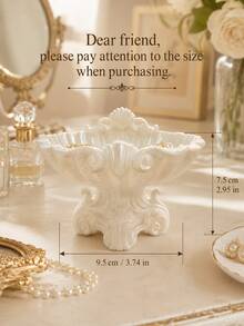 1pc Vintage French Carved Shell Jewelry Tray, Luxury Vanity Storage Box For Rings, Necklaces, Earrings, Bedroom Desktop Aesthetic Decor, Gift For Women And Bridesmaids, Essential Vanity Decoration For Girls, Jewelry Organizer, Bridesmaid Gift, Room Decor - Multicolor - View 10