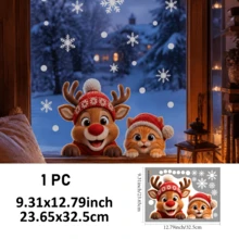 SUPSTICKER 聖誕靜電貼窗貼，聖誕老人馴鹿雪人玻璃貼紙，可重複使用免膠裝飾，4款，23.65x32.5cm - 聖誕 - 查看 11