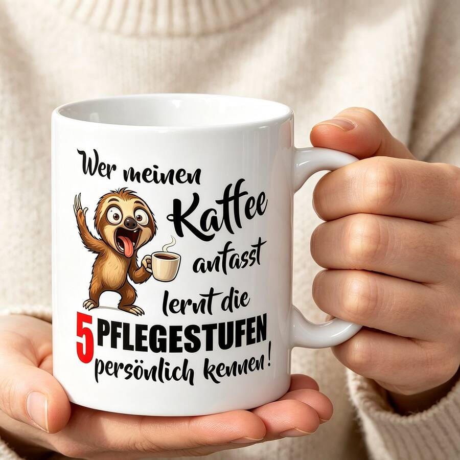 Funny Sloth Coffee Mug, "Who Dares Touch My Coffee, I'll Beat Him!" Slogan Cup, Humorous Gift For Coffee Lovers, Perfect For Juice, Milk, Coffee - Perfect Birthday And Holiday Gift For Family, Gift For Him, Funny Mug