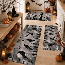 1/2pcs Halloween Crow Pattern, Vintage Diatomaceous Earth Bath Mat, Super Absorbent, Non-Slip, Perfect For Bathroom, Kitchen And Dining Room, Quick Dry, Machine Washable, Perfect Gift For Home Decor And Bathroom Mat - Multicolor - View 3