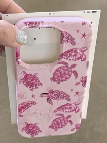 1件 粉色霧感海龜個性化極簡全包覆 TPU 防震手機殼，適用於 Apple 18 17 16 15 14 13 12 11 Pro Max 保護殼 Air - 彩色 - 查看 2