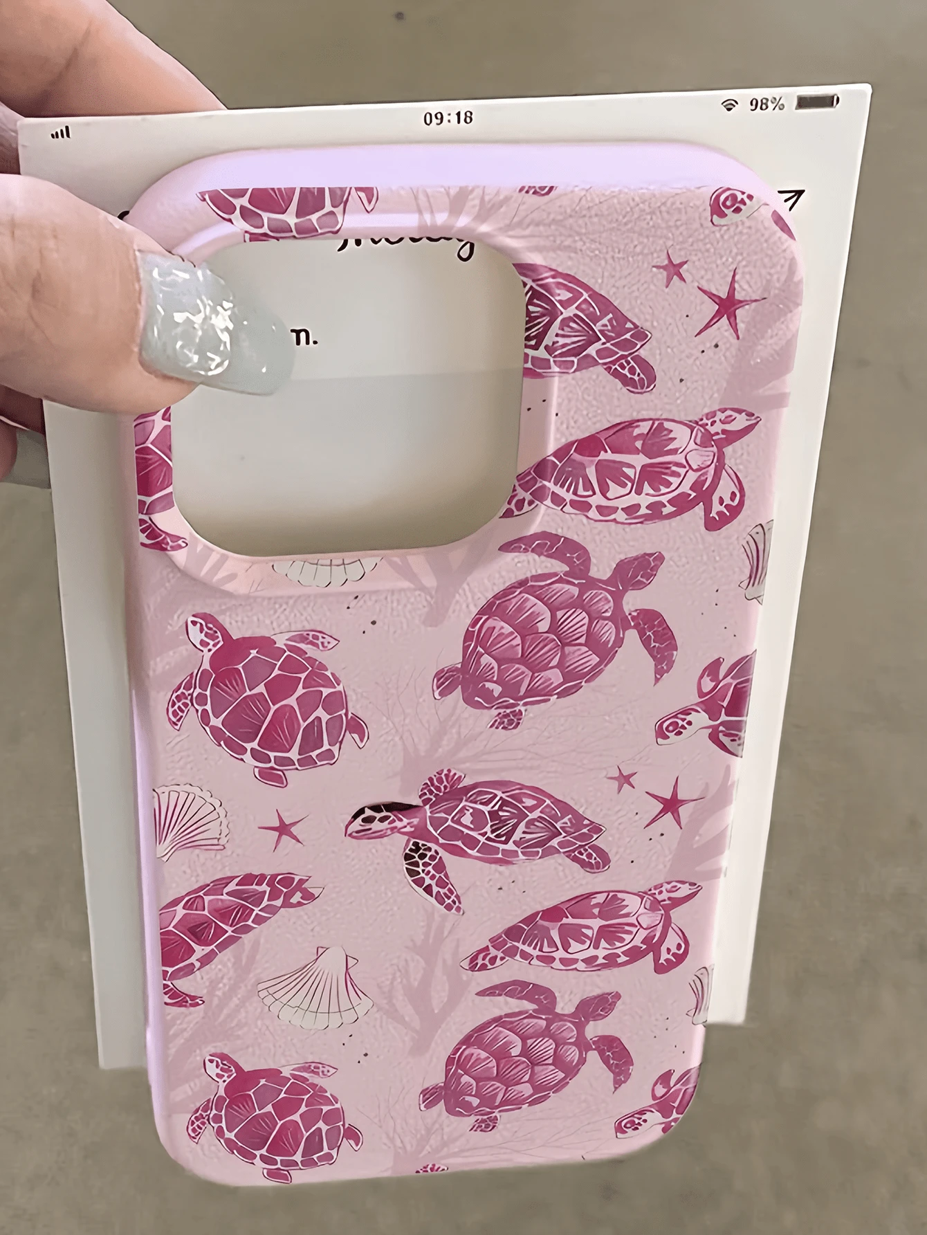 1件 粉色霧感海龜個性化極簡全包覆 TPU 防震手機殼，適用於 Apple 18 17 16 15 14 13 12 11 Pro Max 保護殼 Air