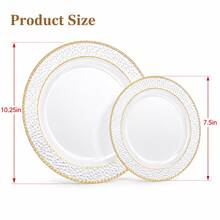 10/20/25 Pack 10.25 Inch & 7.5 Inch Clear Hammered Double Gold Rim Round Dinner Plates Food Trays, Chic Transparent Dinnerware Set For Halloween Autumn Harvest Party, Fancy Serving Plates For Party Hosts & Guests - View 7