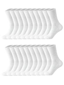 1/5/10/20 Pairs Men's Thick Comfortable Sports Socks, Ribbed Cushioned Mid-Calf Socks, Heavy-Duty Workout Fitness Training Athletic Socks, Suitable For Daily Wear - Multicolor - View 20