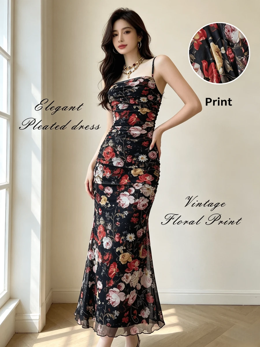 Women Midi Dresses - Black - View 1
